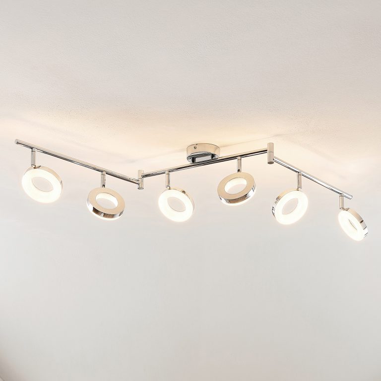 ELC Tioklia LED-taklampe, krom, 6 lyskilder