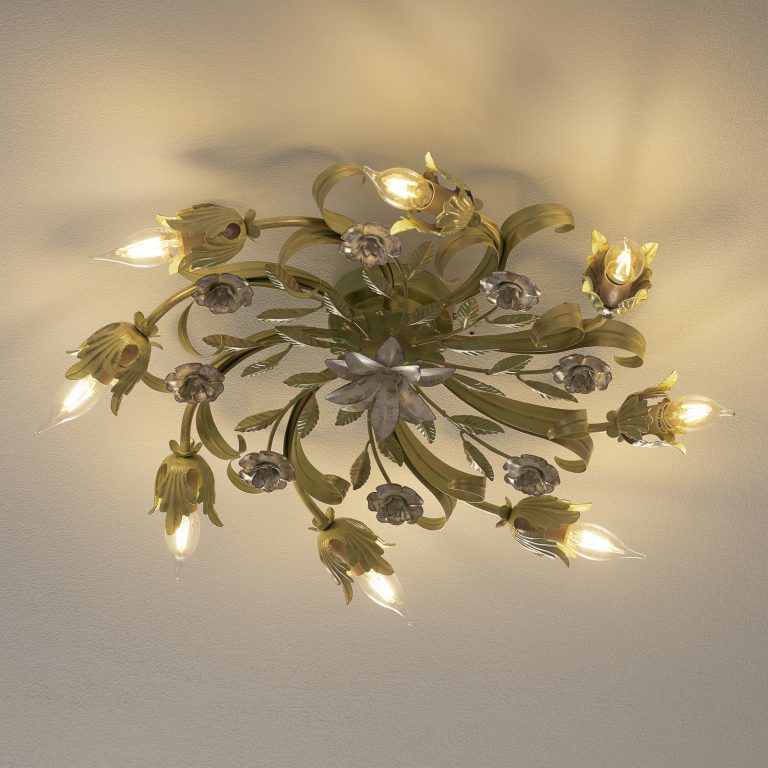 Florentinsk taklampe Tulipe, 8 lyskilder, rund