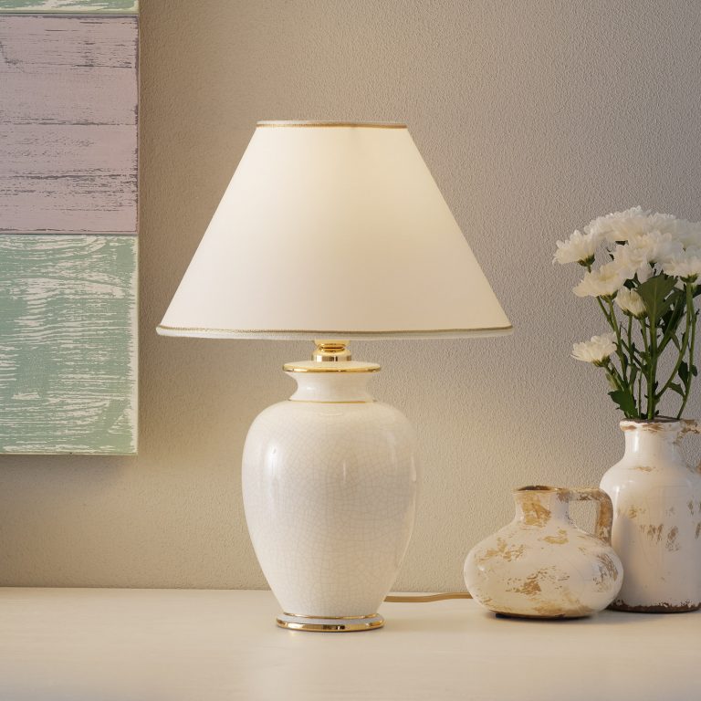 Hvit GIARDINO CRACLEE bordlampe på 30 cm