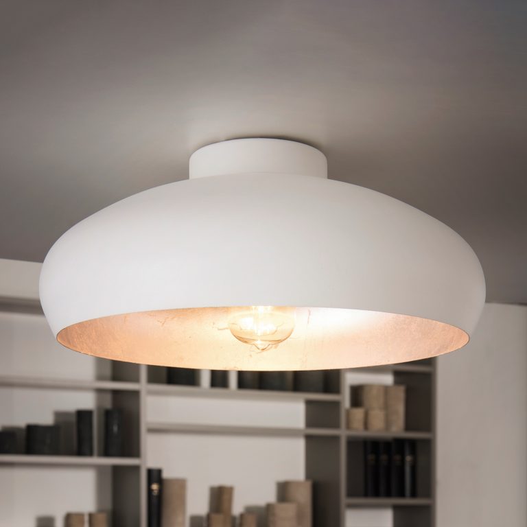 Hvit- og sølvfarget taklampe Mogano