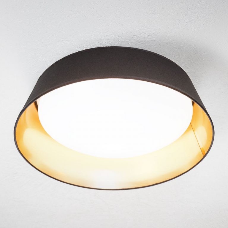 I svart og gull – rund LED-taklampe Ponts