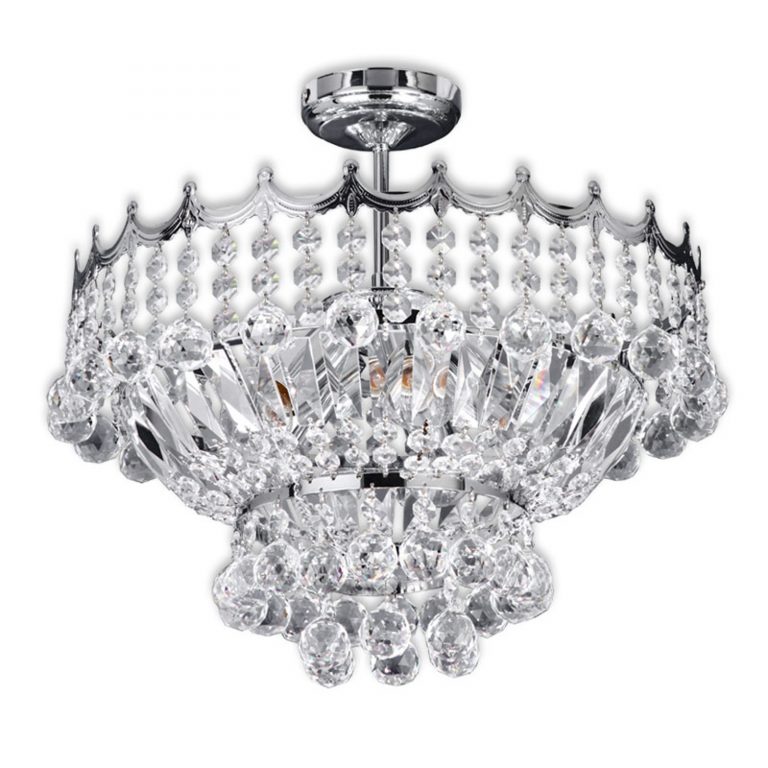Krystalltaklampe Versailles i krom