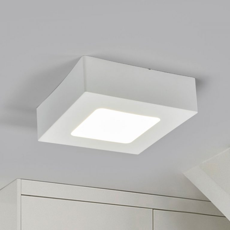 LED-taklampe Marlo, hvit, 4 000 K kantet 12,8 cm