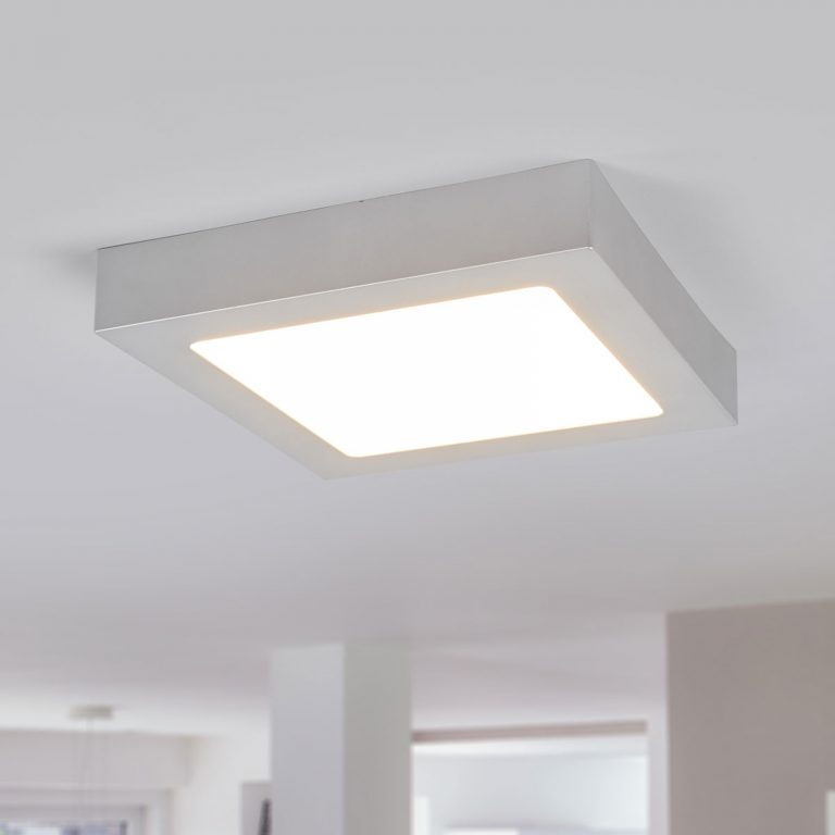 LED-taklampe Marlo sølv 3 000K kantet 23,1cm