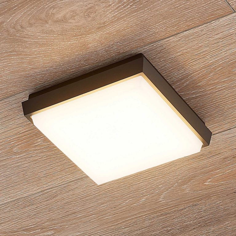 Lucande Amra LED utetaklampe, kantet, 17,5 cm