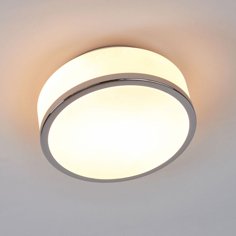Taklampe Flush IP44, Ø 23 cm, krom