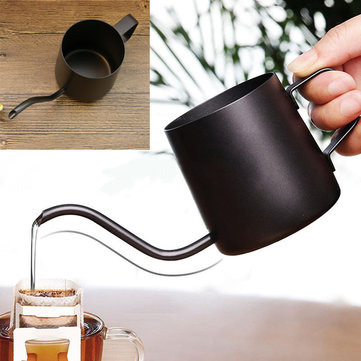 350ml Stainless Steel Pour Over Drip Kettle Long Narrow Spout Black Teapot Home Office Drinkware