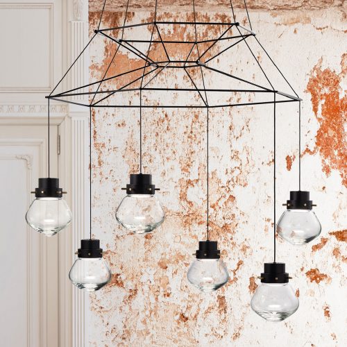 LED-hengelampe Heart seks lyskilder