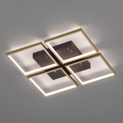 LED-taklampe Pix, brun, 4 lyskilder, 54 x 54 cm