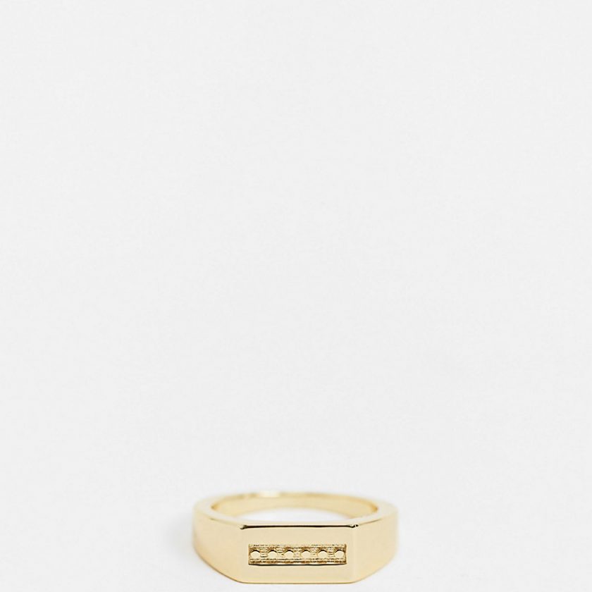 Serge DeNimes signet ring in gold with rectangular design