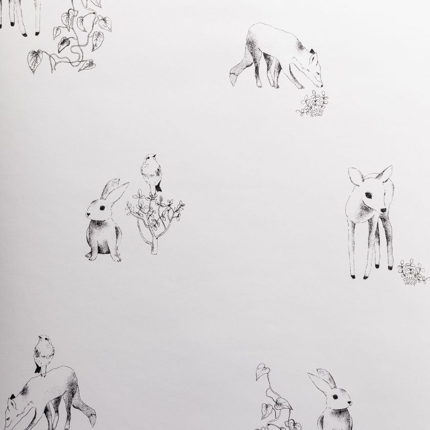 Lilou Lilou Tapet Nature Animals, Hvit
