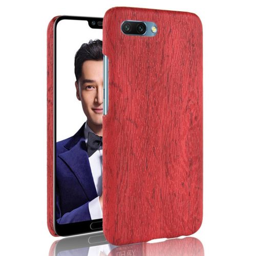 Huawei Honor 10 beskyttelses deksel av hard plastikk dekt i syntetisk skinn med tre tekstur - rød