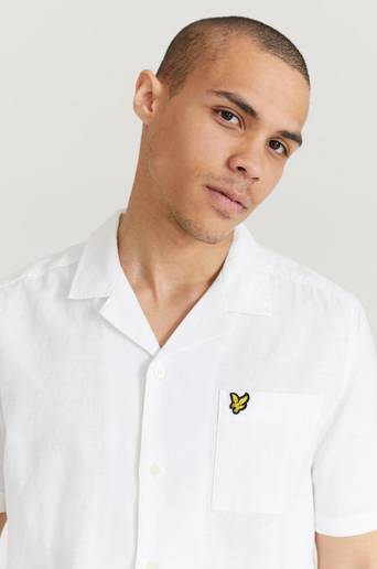 Lyle & Scott Kortermet Skjorte Cotton Linen Resort Shirt Hvit
