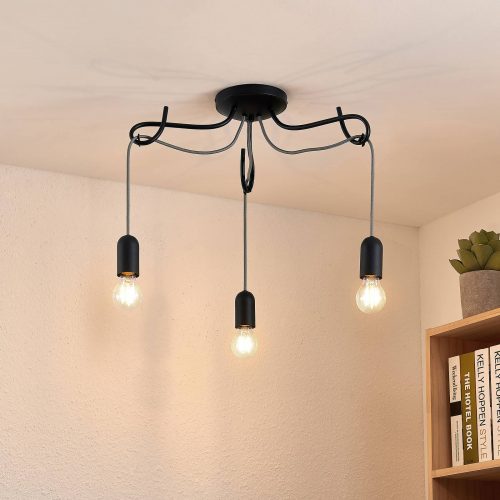 Lucande Jorna taklampe, 3 lyskilder, kabelgrå