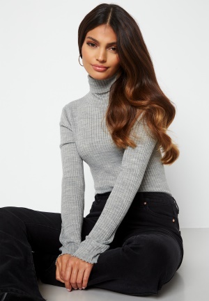 SELECTED FEMME Costina LS knit rib rollneck Light Grey Melange L