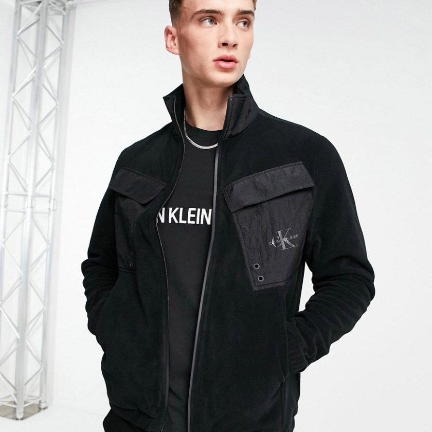 Calvin Klein Jeans fleece overshirt in black