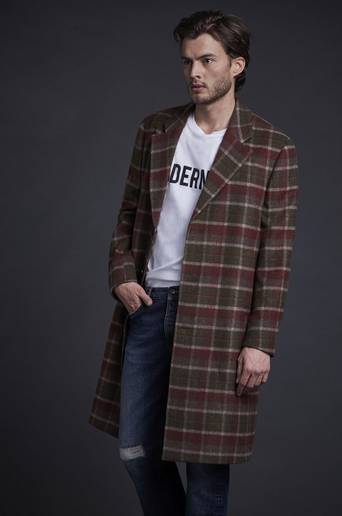 Modernist Frakk Wool Coat Plaid Grønn