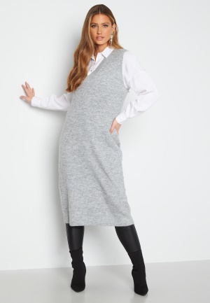 VILA Svampi S/L Long Knit Vest Light Grey Melange XL