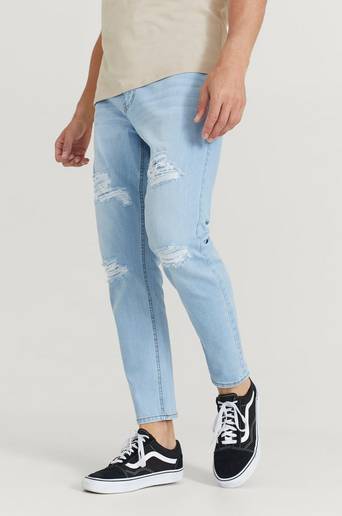 William Baxter Jeans Tapered Cropped Jeans Blå