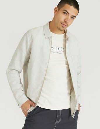 J.Lindeberg Overshirt Jason Zip Drape Linen Grå