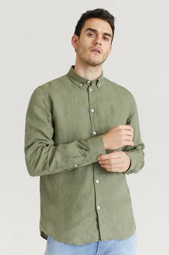 Les Deux Skjorte Christoph Linen Shirt Grønn
