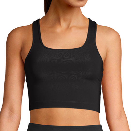 Square Neck Sports Top, Black