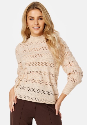 VILA Be 3/4 Pointelle Knit Top Super Light Natural M