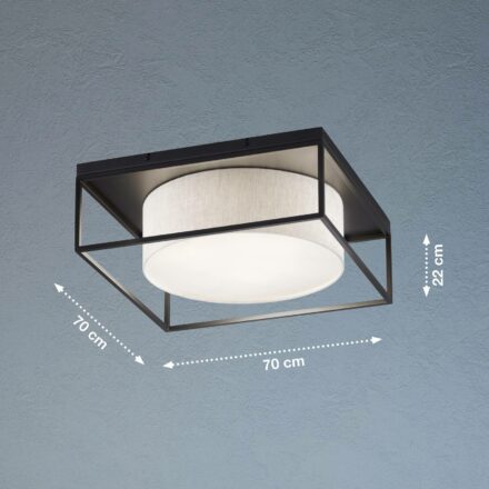 Taklampe Carre 70x70 cm stoffskjerm hvit