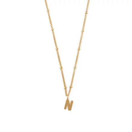 Initial N Satellite Chain Neck - Pale Gold