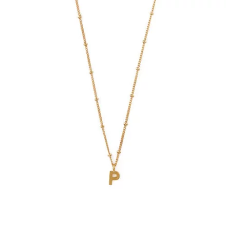Initial P Satellite Chain Neck - Pale Gold