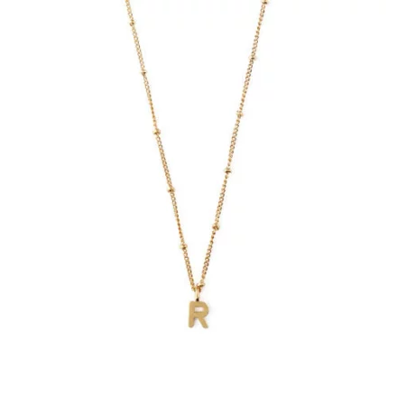 Initial R Satellite Chain Neck - Pale Gold