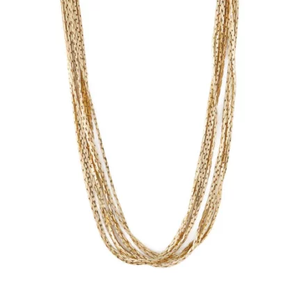 Multi Chain 8 Row Necklace - Pale Gold
