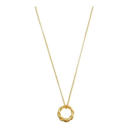 Rope Twist Open Circle Thread Thru Necklace - Pale Gold