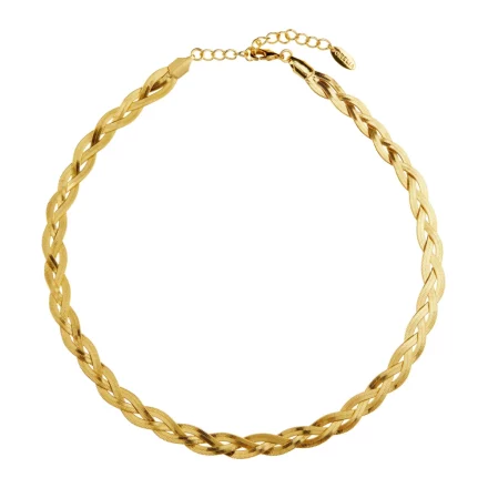 Snake Chain Plait Necklace - Pale Gold