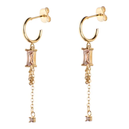 Baguette Crystal Creole W/Chain Champagne