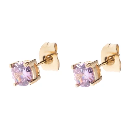 Crystal Stud Earrings Light Pink