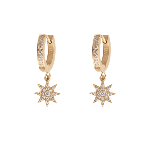 DARK Crystal Star Hoop Gold