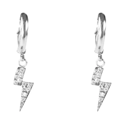 Lightning Hoop Crystal Silver