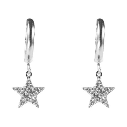 Star Hoop Crystal Silver
